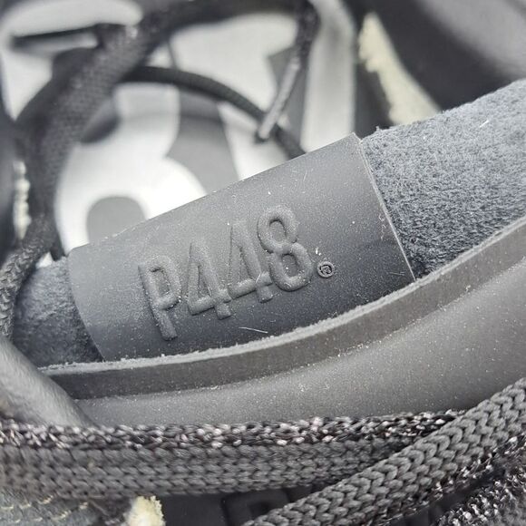 P448 Women’s Skate Sneaker Black Leather Low-Top Italian Made Casual Luxury - Picture 6 of 11